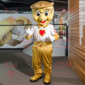 Gold Heart maskot kostym...