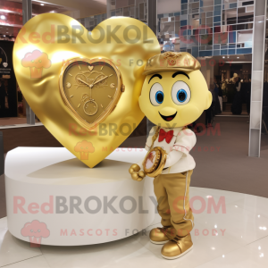 Gold Heart maskot kostume...