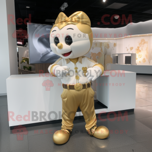 Gold Heart mascot costume character dressed with a Chinos and Bracelet watches