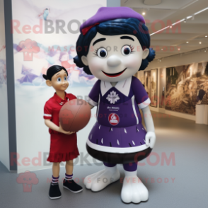 nan Plum mascot costume character dressed with a Rugby Shirt and Ties