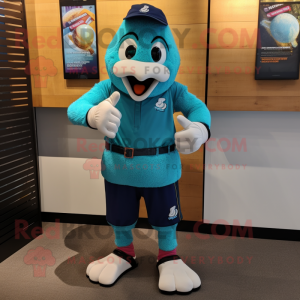 Teal Juggle maskot kostume...