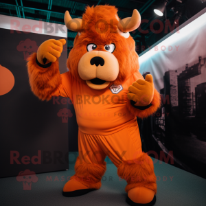 Oransje bison maskot drakt...