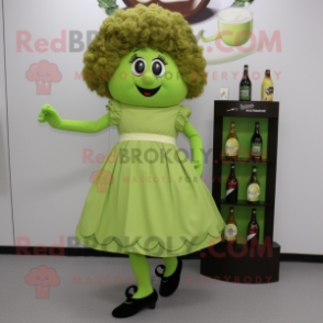 Olive Irish Dancing Shoes mascot costume character dressed with a Cocktail Dress and Clutch bags