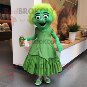 Olive Irish Dancing Shoes mascot costume character dressed with a Cocktail Dress and Clutch bags