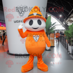 Orange Ice mascot costume character dressed with a V-Neck Tee and Berets