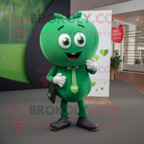 Forest Green Heart mascot costume character dressed with a Jeans and Cufflinks