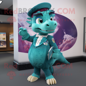 Teal Dragon maskot kostume...