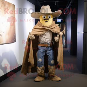 Tan Cowboy maskot kostume...