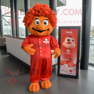 nan Chicken Parmesan mascot costume character dressed with a Jumpsuit and Hairpins