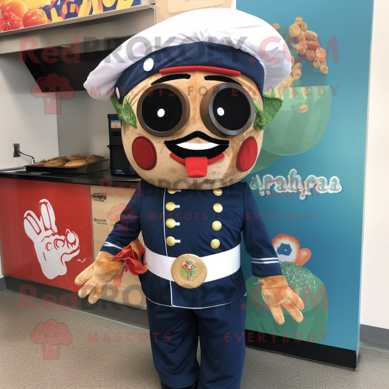 Navy Fajitas mascot costume character dressed with a Romper and Headbands