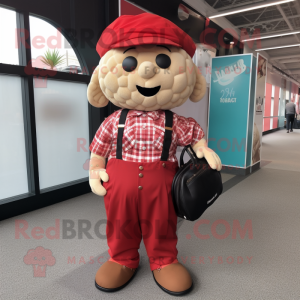 nan Meatballs mascot costume character dressed with a Dress Shirt and Messenger bags