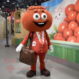 nan Meatballs mascot costume character dressed with a Dress Shirt and Messenger bags