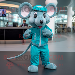 Cyan Mouse maskot kostume...