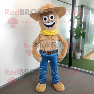 Tan Cowboy maskot kostume...