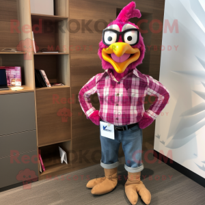 Magenta kylling maskot...