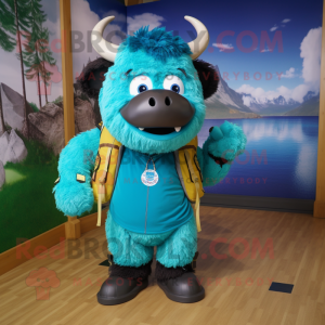 Cyan Buffalo maskot drakt...