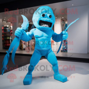 Cyan Knife Thrower mascota...