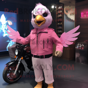 Pink Dove maskot kostym...