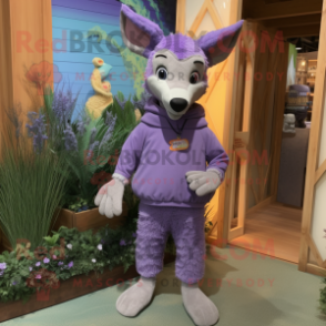 Lavender Dingo mascot costume character dressed with a Romper and Keychains