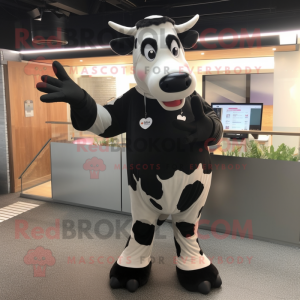 Sort Holstein Cow maskot...