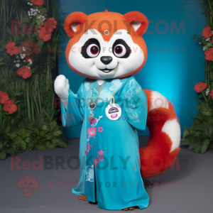 Cyan rød panda maskot...