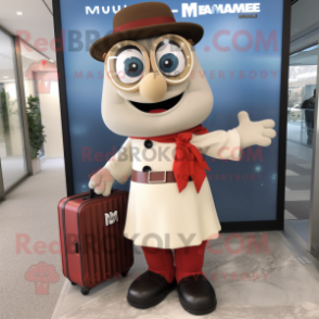 nan Moussaka mascot costume character dressed with a A-Line Skirt and Briefcases