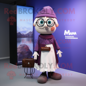 nan Moussaka mascot costume character dressed with a A-Line Skirt and Briefcases