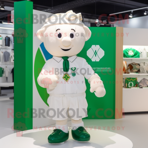White Irish Flag mascot costume character dressed with a Oxford Shirt and Necklaces