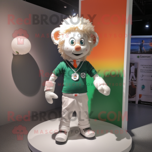 White Irish Flag mascot costume character dressed with a Oxford Shirt and Necklaces