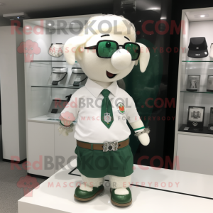 White Irish Flag mascot costume character dressed with a Oxford Shirt and Necklaces