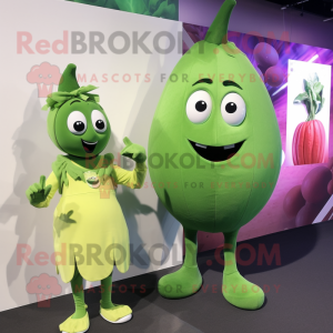 Olive Beet mascot costume character dressed with a Shift Dress and Smartwatches