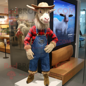 nan Goat mascot costume character dressed with a Bootcut Jeans and Hats