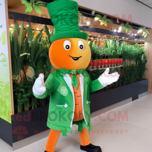 Green Carrot mascot costume character dressed with a Windbreaker and Ties