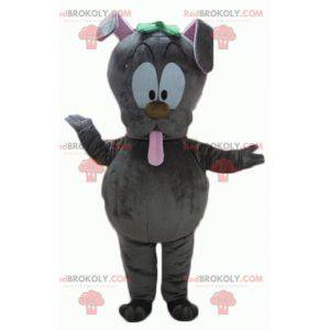 Mascotte de lapin gris qui tire la langue - Redbrokoly.com