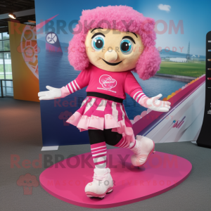 Pink Irish Dancing Shoes mascot costume character dressed with a Board Shorts and Scarves
