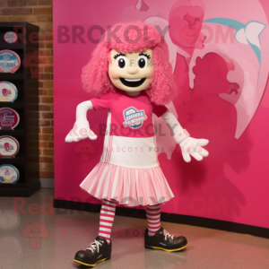 Pink Irish Dancing Shoes mascot costume character dressed with a Board Shorts and Scarves
