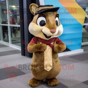 Brown Chipmunk mascot costume character dressed with a Dress Shirt and Scarf clips