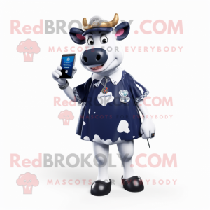 Navy Holstein Cow mascotte...