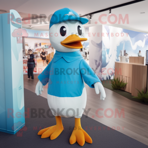 Cyan Gull maskot kostume...