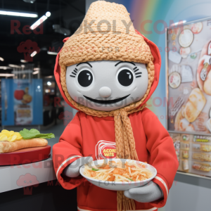 nan Pad Thai mascot costume character dressed with a Sweater and Caps