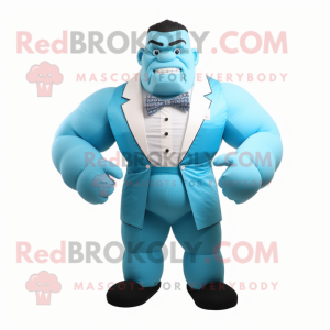 Cyan Strongman maskot...