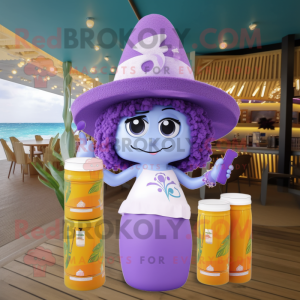 Lavender Scented Candle mascot costume character dressed with a Bikini and Hats