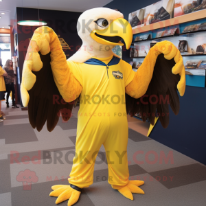 Gul Bald Eagle maskot drakt...