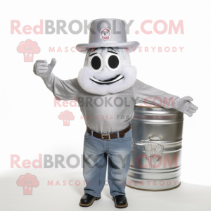 Silver Jambalaya mascot costume character dressed with a Tank Top and Hats