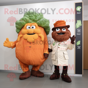 Orange Corned Beef And Cabbage mascot costume character dressed with a Coat and Cufflinks