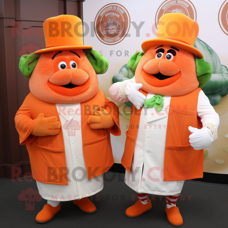 Orange Corned Beef And Cabbage mascot costume character dressed with a Coat and Cufflinks