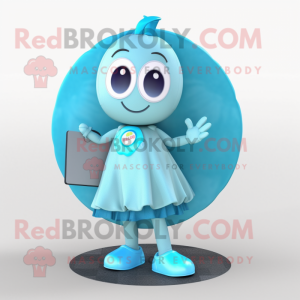 Cyan Apricot mascot costume character dressed with a Circle Skirt and Wallets