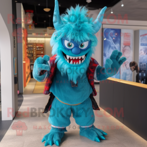 Cyan Demon mascotte kostuum...