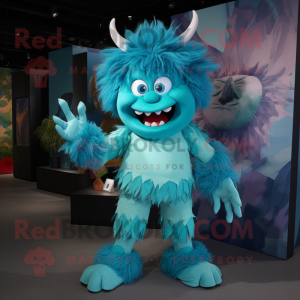 Cyan Demon mascotte kostuum...