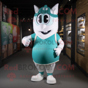 Teal Beef Stroganoff mascot costume character dressed with a Leggings and Anklets